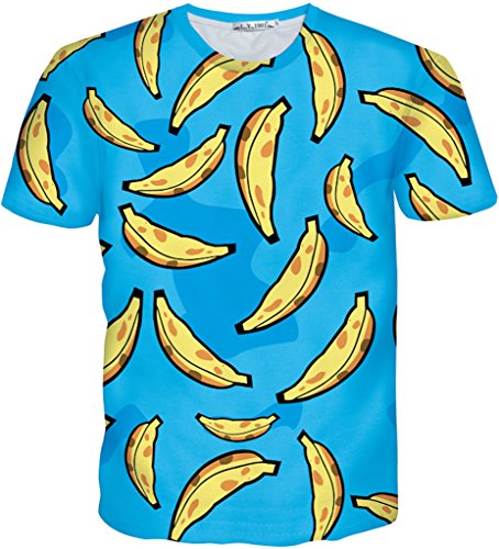 Pizoff Unisex Sommer leicht bunt bequem cool Digital Print T Shirts mit 3D obst banana gelb blau Muster Y1730-M4-M-alfa Pizoff Unisex Sommer leicht bunt bequem cool Digital Print T Shirts mit 3D obst banana gelb blau Muster Y1730-M4-M-alfa