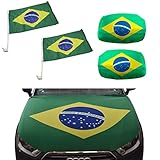 Inhalt: Zwei Autoflaggen mit Kunststoffstab, zum einklemmen an die Fensterscheiben + Ein Motorhaubenüberzieher mit elastischer Raffung + Zwei Außenspiegelflaggen beidseitig, die Spiegelfläche wird nicht beeinträchtigt, Verschlussart: Zugband bzw. Schlauchöffnung