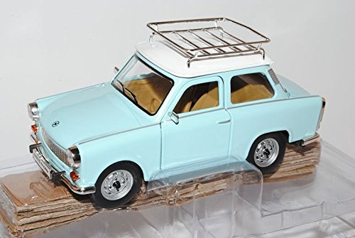 Trabant 601 S Deluxe Blau Weiss Mit Dachgepäckträger 1/24 Yatming Modell Auto mit oder ohne individiuellem Wunschkennzeichen