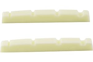 Musiclily Pro Harnstoffharz Kunststoff 42.3mm Geschlitzt Precision Bass Sattel Flacher Boden Nut für 4-Saiter E-Bass, Elfenbein(2 Stück)