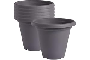 Clever Pots Pot de Fleur Interieur Grande Taille, 6x Pots de Fleurs Plastique 30cm pour Fleurs et Plantes, Pot Plante Intérieur et Extérieur avec Drainage pour Jardin, Veranda, Patio, Balcon - Ardoise