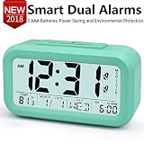 TXL Electric Alarm Clocks for Heavy Sleepers,Easy to Set Alarm Clock,Low Light Sensor Technology, Soft Backlight with Dimmer, Digital Office Home Alarm Clock for Teens or Kids Green