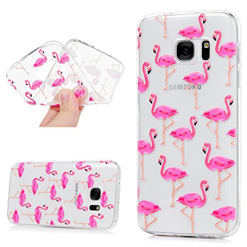 Lanveni S7 Hülle, Handyhülle Etui Protective Case Cover TPU Silikon Schutzhülle Bumper Handytasche TPU-Bumper Weiche Silikon Case mit Flamingo Relief Cover Design für Samsung Galaxy S7+ 1 x Stylus Stift + 1 x Staubdichte Stecker + 1 x Schutzfolie - 2