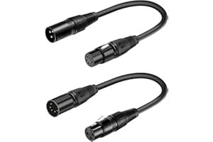 SiYear 3 Pin XLR Female to 5 Pin XLR Male Audio Cable for Microphone DMX Stage Light Turnaround ，XLR3Fto XLR5M Adapter Cable 0.3M（1SET/2PACK)