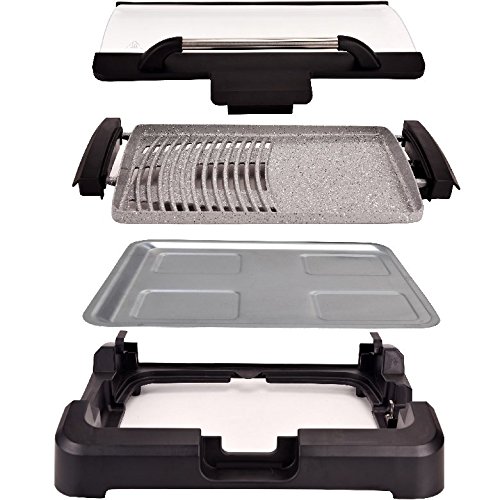Syntrox Germany TG-2200W elektrischer Tischgrill mit Keramik Grillplatte Elektrogrill BBQ Grill Barbecue mit Glasdeckel - 2