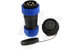 HANGTON CONNECT HangTon HE29 6 Pin Connector Waterproof IP68 Circular Power Bulkhead Plug Panel Socket, 25 Amp High-Voltage, Gold-Plated Contact