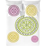 Devota&Lomba Juego De Funda Nórdica Ander Blanco/Multicolor Cama 150 (240 x 220 cm + 2/45 x 90 cm)