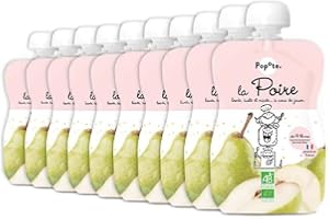 POPOTE - Purée Poire Bio - Dès 4/6 Mois - Recette 100% Fruits Sans Sucres Ajoutés - Texture Adaptée Aux Bébés - Idéal Pour Diversification Alimentaire - Format Pratique - Pack 10 x 120 g