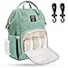 Produktbild Baby Wickeltasche Wickelrucksack Groß mit Kinderwagenhaken, Multifunktionale Babytasche mit vielen Fächern für Spielzeug, Windeln, Trinkflaschen, Handys und andere Babysachen, Türkis