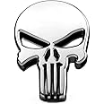 Lairong Skull Metal Car 3D Sticker Emblem for Car Moto Sticker Motorcycle Scratched Decorative Car Logo Side Tail Logo (Silver)