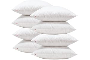 UK Care Direct Duck Feather Cushion Pads 45cm X 45cm (18” X 18”) Insert with 100% Cotton Cover – Hypoallergenic | Ethically Sourced Duck Feather Filling | Handmade in the UK | Pack of 8