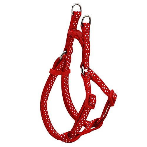 B-JOY pour petit animal Chiot Laisse Harnais Nylon à pois pour Chien Chat Lapin Animaux (ROUGE)