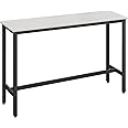 VASAGLE Bar Table, Kitchen Table, Pub Dining High Table, Sturdy Steel Frame, 40 x 140 x 90 cm, Easy Assembly, Industrial Design, Rustic White and Ink Black LBT140B73