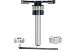 Akylin 3 in 1 Biscuit Jointer Router Bits, 1/4 Inch Shank Top Bearing Slot Cutter & 3 Bearing Set, Changeable Cutter for Biscuit Sizes #00, #10, #20, Tungsten Carbide Tipped