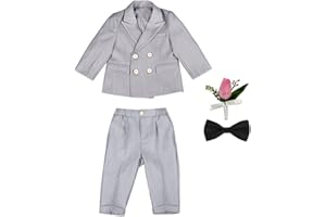 GUOCU 4/5/6 TLG Jungen Anzug Set,Kleine Jungen Frühling Formeller Kleidung Set Kinder Smoking Gentleman Outfits Festliche Hochzeit Anzüge Party Taufe Zweireihiger Kinderanzug Bekleidungsset