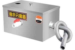 FUTCHOY Grease Trap Stainless Steel - Commercial Grease Interceptor Under Sink Grease Trap For Restaurant Kitchen Wastewater Removable Baffles