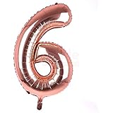 Propsicle 16 inch Number 6 Foil Balloon - Rose Gold Numeric Balloon for Birthday Decoration, Anniversary, Milestone - No. Six Balloon for Photo Backdrop