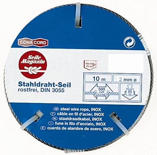 Stainless Steel Wire Diameter 2 mm Length: 10 m 6 mm x 7 mm Toilet, DIN EN 12385 4: 2002