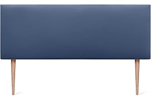 DHOME Testiera in similpelle o tessuto AQUALINE liscia con gambe Testiera imbottita Testiera letto di lusso (160x105cm con Gambe (Letto 150/160), Similpelle Blu)