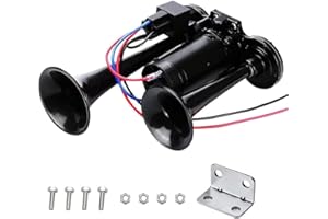 EIMZU LWK Horn 12 V 600 DB, Double Tube Air Horn Train Horn with Compressor, 600 dB Super Loud Air, Dual Trumpet Car Air Horn Kit, Horn Air Horn, for 12 V Vehicles, Car, Truck, Train, Boat, Car, Van