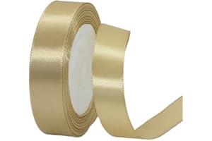 GUIASIPULE 20mm Champagne Gold Satin Ribbon 22M ，Fabric Hair String Ribbon for Craft, Flower Bouquets, Gift Wrapping, Wedding, Bow Making and Valentines Christmas Decoration (Champagne Gold, 2CM)