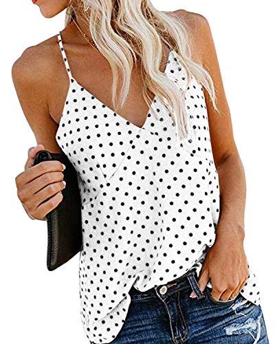 Ropa Mujer Camisola de Moda Verano Casual sin Manga Estampado de Lunares con Botones, Camisa, Camiseta, Chaleco y Blusa De 2019 Moda Casual Primavera y Verano para Mujeres