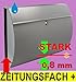 Produktbild BTV Flacher Premium-Briefkasten mit ZEITUNGSFACH, Flach, Zeitungsfach platzsparend Elegant Verdeckt, Edelstahl mit ROSTSCHUTZ + Edelstahloptik mit Zeitungsrolle und Katalogeinwurf
