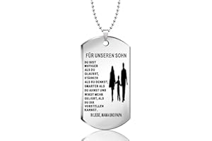 HAYOUWAY Halskette Herren mit Anhänger, Dog Tag Kette Herren mit Gravur Spruch für Meine Sohn und Enkel, Edelstahl Dog Tag Anhänger Halskette Geschenke für Unsere Sohn Enkel von Mama Papa, Oma Opa