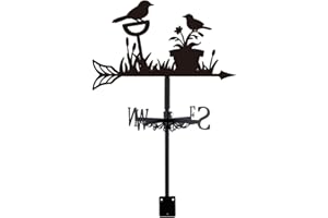 SUPERDANT Bird Weathervane Birds Flowerpot Weather Vane for Roof Black Wind Vanes for Sheds Metal Wind Direction Indicator for Farmhouse Yard Garden Decoration