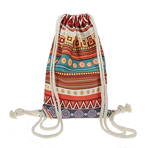 FakeFace Damen Canvas Aufdruck Tasche Tüte Rucksack Turnbeutel Sportbeutel Gymnastikbeutel Schulbeutel Freizeit Casual Shopping Shopper - Streifen