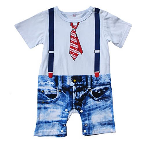 YiZYiF Baby Boys Kids Outfits Romper Suit Bowtie Gentlemen Party Clothes White 12-18 Months