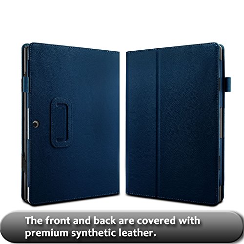 Lenovo Miix 310 Hülle Case, Infiland Slim Fit Folio PU-lederne dünne Kunstleder Schutzhülle Cover Tasche für Lenovo Miix 310 25,65 cm (10,1 Zoll HD) x5-Z8350 Tablet PC(mit Auto Schlaf / Wach Funktion, Tablet und Tastatur sind nicht entgehaltet)(Dunkleblau) - 4