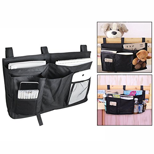 Preisvergleich Produktbild Gearmax® Betttasche Sofa Aufbewahrungstasche Nachttisch Multifunktional Handy Bücher Bed Organizer Handy Magazin zum Aufhängen Staubbeutel (schwarz)