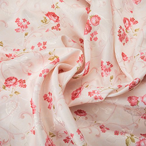Kinlo® 1er Pack 145x245cm Blickdicht Vorhänge Blinkschutz Gardinen mit Ösen Dekoschal mit Blumen Druck im Wohnzimmer – Rosa - 3