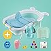 Produktbild MMM- Baby / Kinder Bad Falten Cartoon mit Badematte und Netz Badewanne Halbe Abdeckung Komfortable Lagerung Neugeborenen Zubehör Baby kann sitzen und legen Bad Waschbecken Kinder große Dicker Badewanne geeignet für Kleinkinder über 0-6 Jahre alt ( Farbe : D )