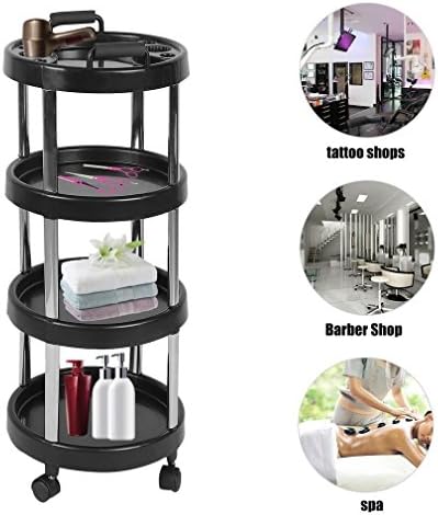 4 Layers Round Movable Plastic Salon Hairdresser Dryer Holder Barber Hair Trolley Beauty Drawers Spa Rolling Storage Cart