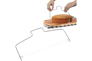 FC'NOQGN Machine de découpe de gâteau, machine professionnelle de découpe de gâteau en acier inoxydable, 32 cm, double fil de coupe, fil de découpe de gâteau, hauteur réglable, couche de gâteau homogène