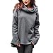 Produktbild Schal Kragen Kapuzenpullover für Frauen,FRIENDGG Damen Mädchen Beiläufig Langarm Mode Feste Kapuze Sweatshirt Herbst Winter Jumper Pullover Bluse Hoody Mantel Outwear Jacke Gym Tops (Grau, XL)