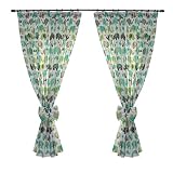 2er Set Gardinen Kinderzimmer Vorhänge mit Schleifen ca. 155x155 cm Dekoschal mit Kräuselband Kindergardinen, Farbe: Elefant Mint, Größe: ca. 155x155 cm