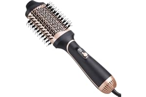 EFILERUP Hair Dryer Brush,Hair Dryer and Volumizer Hot Air Styler Brush,Professional Negative Ion Anti-Frizz Hair Dryer Styler Brush for Hair Straightening, Curling and Styling.(Golden)