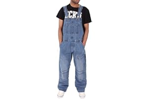 QitunC Jeans Monos Hombres, Pantalón Vaqueros de Mono con Peto de Trabajo Bib Overoles Jumpsuit Casual con Bolsillos