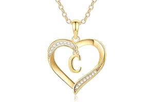 TINGN Collier Femme，Collier or Femme, Collier Prenom Personnalisé, Collier Femme Acier Inoxydable, Collier Coeur, Pendentif Femme, Bijoux Fantaisie Femme, Collier Lettre A-Z