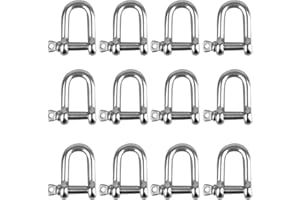 SZKKQKJ Schäkel D-Form, Schäkel,12 Stück M4 D Schäkel, 304 Edelstahl D-Ring-Schäkel, Schäkel Edelstahl, D Ring Schäkel Gerade, sperren Schäkel, D Schäkel Edelstahl, für Takelage Kordeln Befestigungen