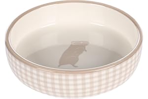 Flamingo Guinea Pig Food Bowl Ceramic Round Cream White 200 ml 12 x 3.5 cm