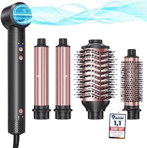 Styler Per Capelli 5 in 1, BESTOPE PRO 110,000 giri/min, ad Alta Velocità, Set per Acconciature Professionali, Volumizzante Arricciacapelli Automatico ad Aria