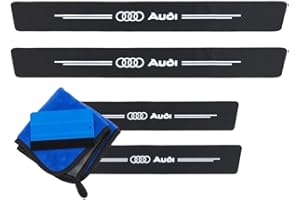 ODOKIT Seuil De Protection Fibre De Carbone Noir - Compatible avec Audi A3, A4, A5, A6, Q3, Q5, Q7, TT, S Line, RS - Accessoires 4 Pièces - Facile à Installer - Pose Rapide - Look Sportif et Moderne
