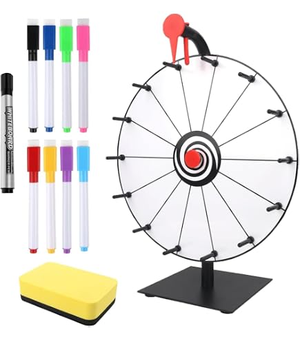 Ruota Della Fortuna 30 Cm Con 12 Slot – Gioco A Premi Fai-da-te – Base Stabile E Pennarello Incluso