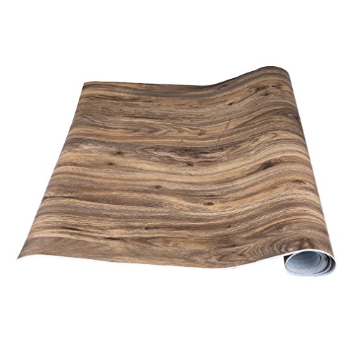 Auralum® Dunkelbraun Holzmuster Küchenfolie PVC Klebefolie Dekofolie 0.61*5M Schränke Tapeten Möbelfolie Selbstklebend für Küchenschränke Möbel Türen - 2