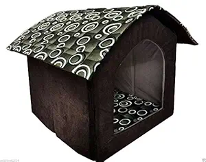 Ocean Wave Fabric Dog House Hut Shape for Medium Size Dogs