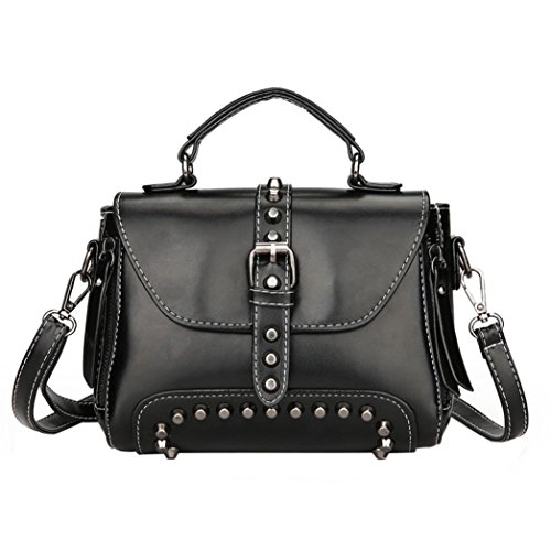 zarupeng-bolsas grande del bolso de hombro de la taleguilla del totalizador del bolso del remache de las mujeres (Negro#1)